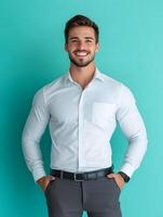 Portrait of a young smiling account collector in a formal attire photo