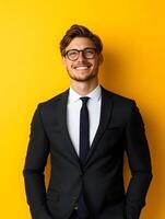 Smiling businessman in a formal suit and tie photo