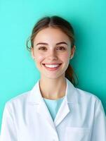 Portrait of a Smiling Young Medical Laboratory Technician photo