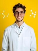 Smiling young chemical engineer in a laboratory setting photo
