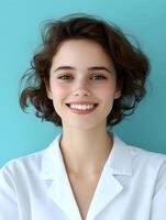 Portrait of a young smiling medical transcriptionist photo