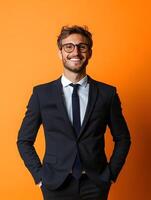 Portrait of a young smiling businessman photo