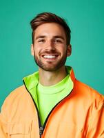 Smiling young man in a casual portrait photo
