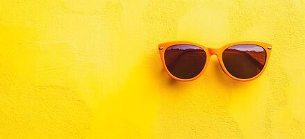 Vibrant Orange Sunglasses Against Bright Yellow Background photo