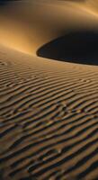 Captured a stunning interplay of light and shadow on wind-swept desert dunes photo