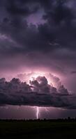 A magnificent display of a lightning storm unfolds with dramatic flashes and dark clouds. photo