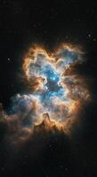 A breathtaking view of a colorful nebula filled with stars, captured in deep space. photo