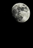 The moon, a captivating beacon, shines brightly in the vast expanse of the dark night sky. photo