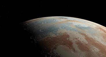 A breathtaking view of a distant planet with intricate surface details and a captivating cosmic backdrop. photo