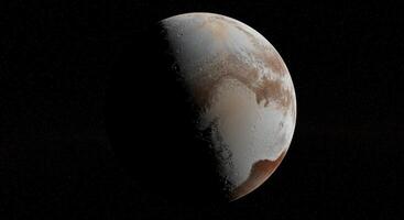 Close-up view of Pluto's surface, showcasing its unique features and terrain. photo