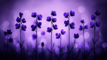 Serene Purple Flowers Meadow Soft Focus Bokeh Background Nature photo