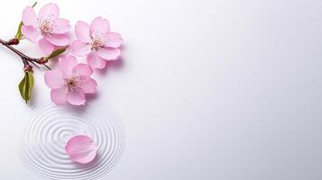 Serene Pink Blossoms and Tranquil Water Ripples Spa Relaxation Concept photo