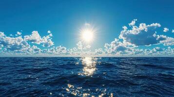 Serene Ocean Scene Bright Sunny Day Blue Water Summer Sky Cloudscape photo