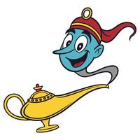 Genie from lamp vector