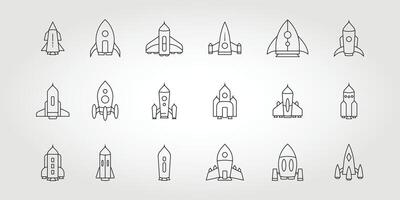Rocket icons set. Space ship launch icon collection. Rocket simple icon line art style. vector