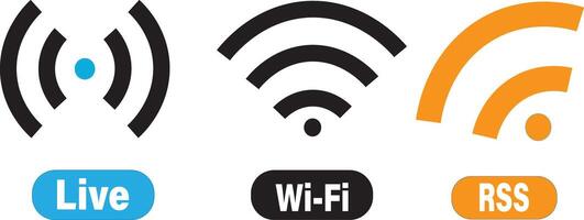 Set of free WiFi and zone signs. Wireless and wifi icons. Wifi icon wireless internet signal element flat background, vector