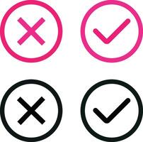 Check mark icons set. Check box icon with right and wrong buttons and yes or no checkmark, Check marks symbol collection. vector