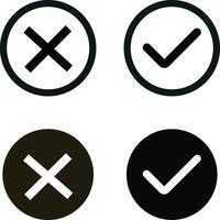 Check the mark icon button set. Checkmark cross question exclamation sign or mark.Right check mark symbol accepted and rejected. vector