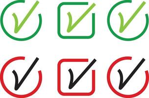 Check mark and cross mark. Check mark or tick icons symbol sign illustration, vector