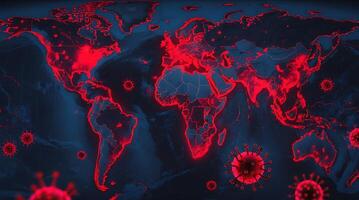 Global disease map highlighting climate change impacts and health risks photo