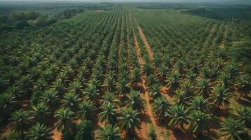 Endless rows of palm oil plantations demonstrating agricultural practices photo