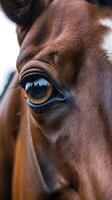 Closeup of a horse's eye revealing intricate details and reflection in nature photo