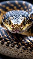 Closeup of a snake displaying intricate scale patterns and unique textures in nature photo