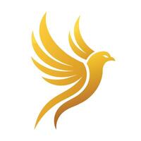 Golden bird logo, stylized phoenix, sleek minimalist design, abstract wings, golden gradient, elegant curve lines, soaring silhouette, white background, corporate identity vector