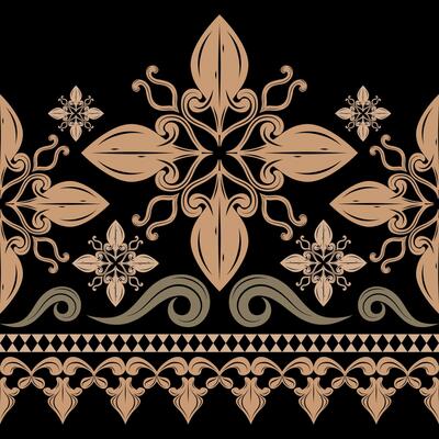 Elegance Fresh Design Golden Filigree Rose Elaborate Luxury Renaissance Seamless Pattern. Magnificent Royal Gold silk Weaves on Black Background Eternal Flower Mystery Ornate Scroll Decoration Design