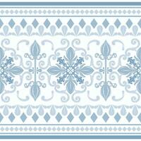 Classic Elegance Blue Design main pattern is symmetrical and features floral leafy motifs, giving it a classical and sophisticated aesthetic making it suitable for fabric wallpaper decorative ceramic vector