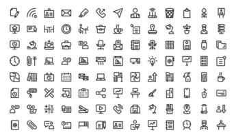 Premium Workplace Icons Bundle. Professional Icons for Office, Collaboration, Productivity, and Business Tools in Minimalist and Outline Styles. vector