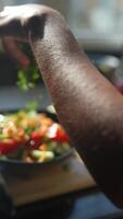 Preparing a Vibrant and Colorful Salad Using Fresh Quality Ingredients with Careful Attention video