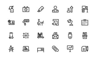 Modern Workplace Icon Set bundle. Editable, Professional Icons for Office, Collaboration, Productivity, and Business Tools in Minimalist and Outline Styles. vector