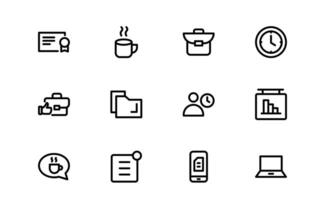 Modern Workplace Icons Bundle collection. Professional Icons for Office, Collaboration, Productivity, and Business Tools in Minimalist and Outline Styles. vector