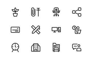 Modern Workplace Icon Set collction. Professional Icons for Office, Collaboration, Productivity, and Business Tools in Minimalist and Outline Styles. vector
