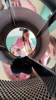 Exploring the concept of laundry A unique perspective from inside a washing machine video