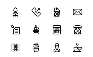 Modern Workplace Icon bundle up. Professional Icons for Office, Collaboration, Productivity, and Business Tools in Minimalist and Outline Styles. vector