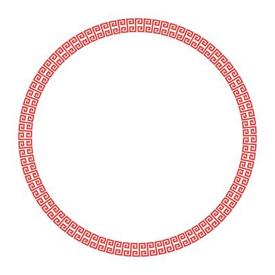Tradition asian pattern on round frame. Chinese Circle Pattern. Circle frame. Decorative round frame for design with floral Chinese ornament and meander. For textiles, engraving, embroidery, porcelain