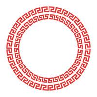Red Chinese Circle Pattern. Circle frame. Red Decorative round frame with floral Chinese ornament, meander. Tradition asian round frame pattern. For textile, engraving, embroidery, porcelain vector