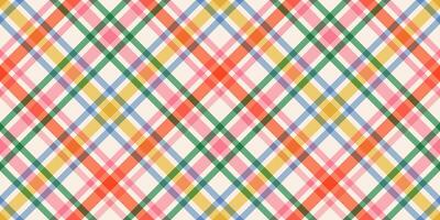 Plaid seamless checkered pattern with intersecting lines in vibrant retro style. Perfect for fabric, wrapping paper, and backgrounds. Birthday, New Year, Christmas or any celebrations backdrop. vector