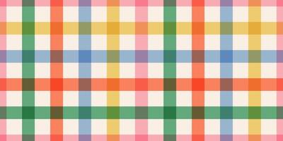 Bright plaid pattern with intersecting colorful stripes on a light background in retro style. For fabric, wrapping paper, and backgrounds. Birthday, New Year, Christmas or any celebrations backdrop. vector