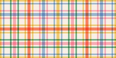 Vibrant plaid seamless checkered pattern with intersecting lines on a light background in vibrant retro style. Perfect for wrapping paper. Birthday, New Year, Christmas or any celebrations backdrop. vector