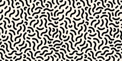 Geometric grunge pattern. Abstract art background in Memphis style. Wavy and swirled brush strokes. Thick and bold textured curved lines. vector