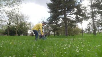Children Happily Enjoying the Beauty of Nature in a Vibrant and Lush Green Park Setting video