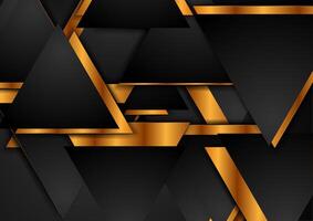 Black golden triangles abstract tech background vector