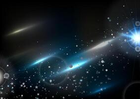 Glowing blue and grey stars and particles abstract background vector