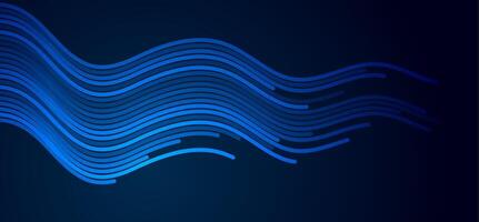 Glow blue minimal wavy lines abstract futuristic tech background vector