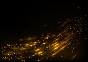 Glowing neon golden stars and particles abstract background vector