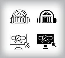 Museum listening and education via computer graduation design. Simple linear and flat online education icon set. vector