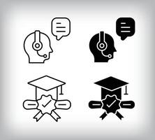 Graduation certificate and online dialogue question design. Simple linear and flat online education icon set. vector